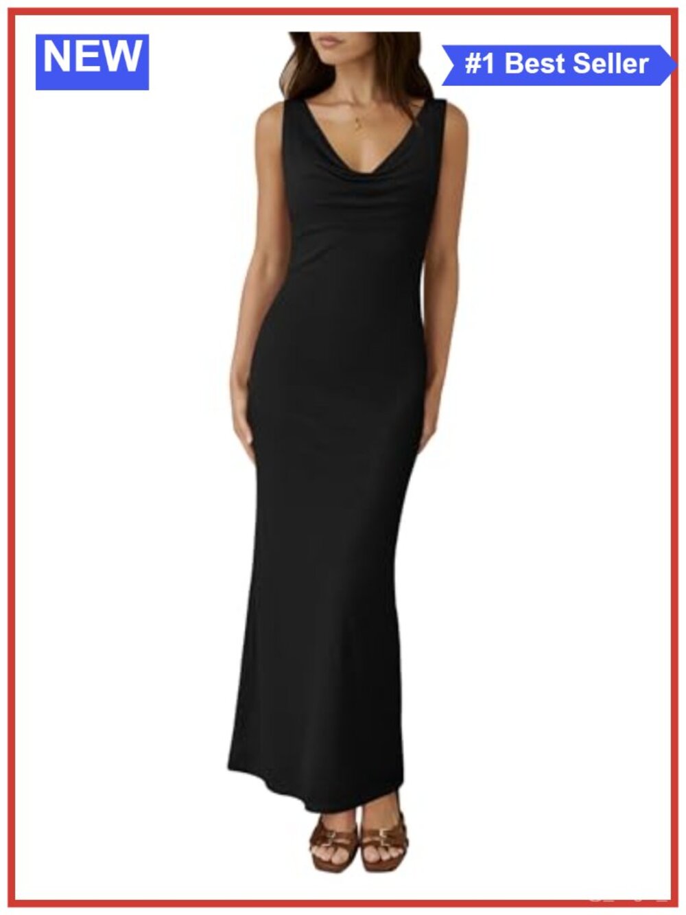 Sarin Mathews Women's Bodycon Maxi Dress Cowl Neck Mesh Formal Sleeveless